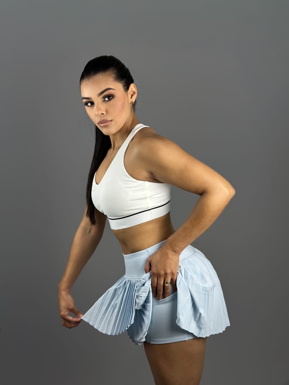 Saia Plissada Azul